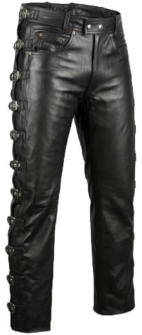Biker Lederhose mit Schnallen Bikerjeans Lederjeans Motorrad Lederhose