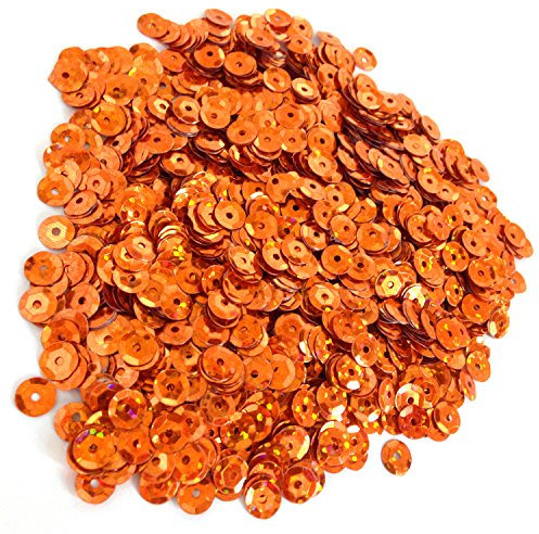 1400 Pailletten - Ø 6mm - Riesige Auswahl an Farben (Orange Glitzereffekt)
