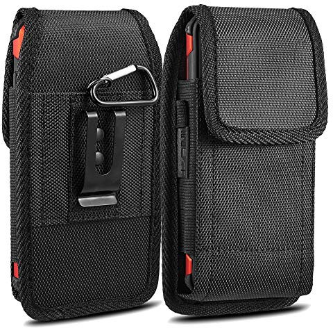 iPhone 7 8 Plus Belt Clip Case,iNNEXT PLUS SIZE PouchCase Holster for Note8 Galaxy S8 plus/iPhone XS Max/iPhone XR Oxford Canvas Vertical/Horizontal Case w/Steel Belt Clip Holster,Black