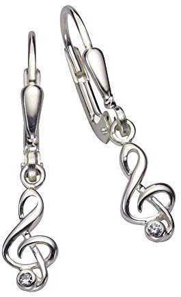 Zeeme Silber Damen Ohrringe 925/- Sterling Silber 2,5cm Glänzend Zirkonia weiß 371230187