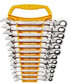 GearWrench 9901D 72 Tooth 12 Pt. Flex Head Ratcheting Combination Wrench Set, 12 Pc.