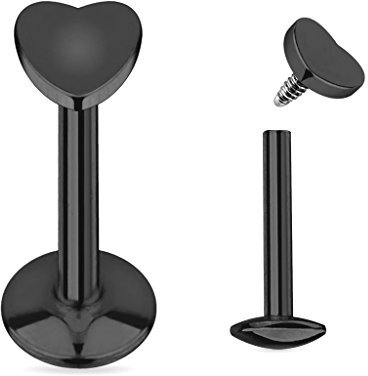 Autiga Lippen Piercing Micro Labret Monroe Herz Madonna Medusa Stecker Stud schwarz 6 mm