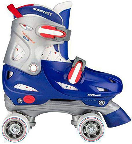 Nijdam Junior Jungen Rollerskates Junior Verstellbar Hardboot, Blau/Rot/Silber, 27-30, 52SD