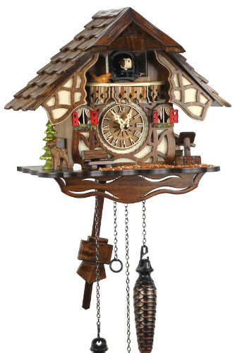 Eble Kuckucksuhr Kuckuckuhr Echtholz NEU batteriebetriebenes Quartzwerk Kuckuckruf Fachwerkhaus 24cm- 21452