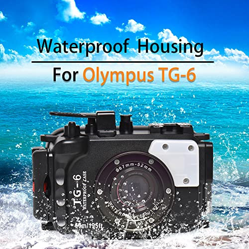 Mcoplus 195FT/60M TG6 Waterproof housing case for Olympus TG-6 Cameras (Black)