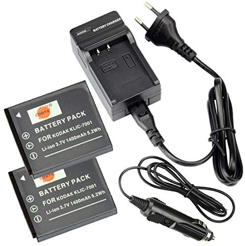DSTE (2- Pack) KLIC-7001 Ersatz Batterie und DC52E Reise Ladegerät Compatible für Kodak Easyshare M1063 M1073 is M340 M341 M753 Zoom M763 M853 Zoom