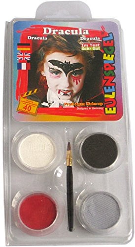 Eulenspiegel 204030 - Motiv-Set Dracula, 4 Farben, 1 Pinsel, 1 Anleitung, für ca. 40 Masken, Karneval, Motto-Party