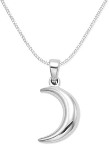 Sterling Silver Moon Necklace on silver chain - silver moon pendant - size: 15mm x 4mm. Gift Boxed - PLEASE CHOOSE CHAIN LENGTH BELOW 8140/18