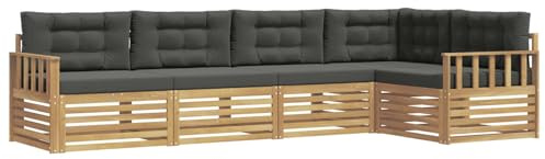 vidaXL Outdoor-Sofagarnitur 6 pcs Weiß und Anthrazit Polyester, Patio Lounge, modernes Sofa für draußen, wetterfestes Gartenmöbel, bequemes Terrassen-Set