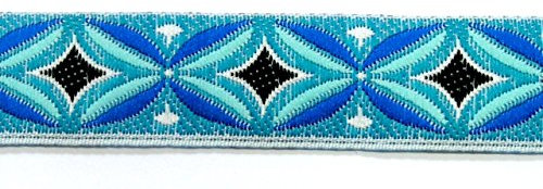10m Indianer Retro-Borte Webband 16mm breit Farbe: Türkis-Blau-Schwarz-Weiss von 1A-Kurzwaren TH15-81-3