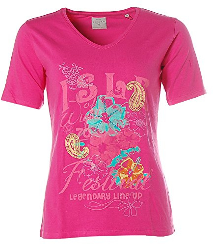 Kitaro Damen Kurzarm Shirt T-Shirt V-Ausschnitt Isle Festival