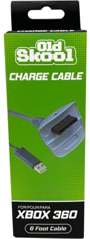 Old Skool Wireless Controller Charging Cable Compatible with MicroSoft xBox 360 White