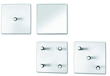 HAKU Möbel Garderobenset weiß, Metall, Spiegel - Maße: B 15 cm x H 15 cm x T 6 cm, Style: Modern