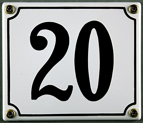 RinTalen Emaille Hausnummernschild - Wählen Sie Ihre Nummer - Zahlen 1 bis 30 verfügbar - weiß/schwarz 12x12 cm und 12x14cm - sofort lieferbar! Hausnummer Schild wetterfest und lichtecht (20 Stück)