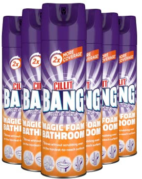 Cillit Bang Magic Foam Bathroom Cleaner, Powerful Active Formula, Brilliant Shine, Time-Saving, 600ml, Pack of 6, Ultimate Power Cleaning Solution.