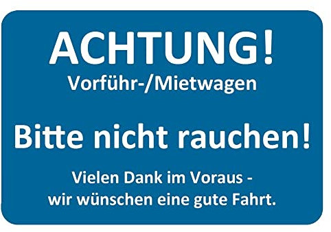 AUPROTEC Kundendienst Aufkleber Werkstatt Serviceaufkleber Auswahl: 5 Stück, Bitte nicht rauchen