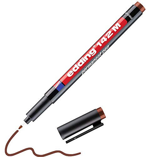 edding 142 M Permanenter Folienschreiber - braun - 1 Stift - Rundspitze 1 mm - Stift zum Schreiben auf Glas, Kunststoff, Folien und glatten Oberflächen - schnelltrocknend, wisch- und wasserfest