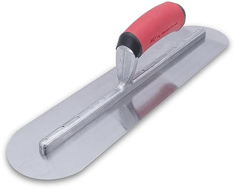 Frattazzo lisciante Marshalltown completamente arrotondato con impugnatura in acciaio a presa morbida, utensile per stuccatori, dimensioni della frattazzo: 457x102 mm