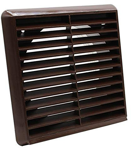 Kair Brown Louvred Grille 183mm External Dimension with Round 150mm - 6 inch Rear Spigot - Wall Ducting Air Vent