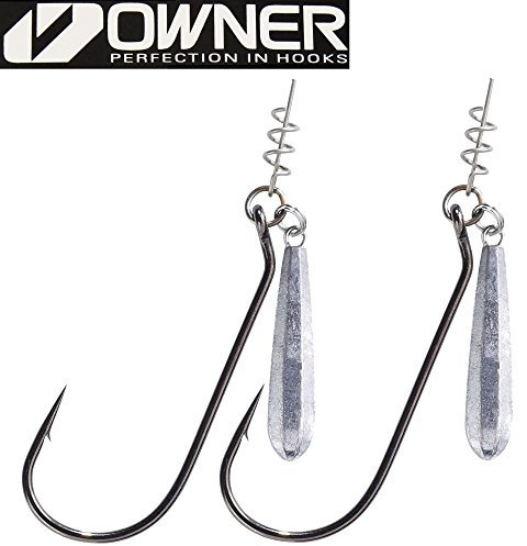 Owner Jig Rig Twist Lock Haken - 2 Jighaken mit Spirale für Gummifische & Jigs, Angelhaken für Gummiköder, Offsethaken für Shads, Größe/Gewicht:Gr. 4/0 / 7.0g