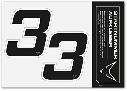 Racefoxx, adesivo con cifre per numero di partenza, set con 2 numeri “3”