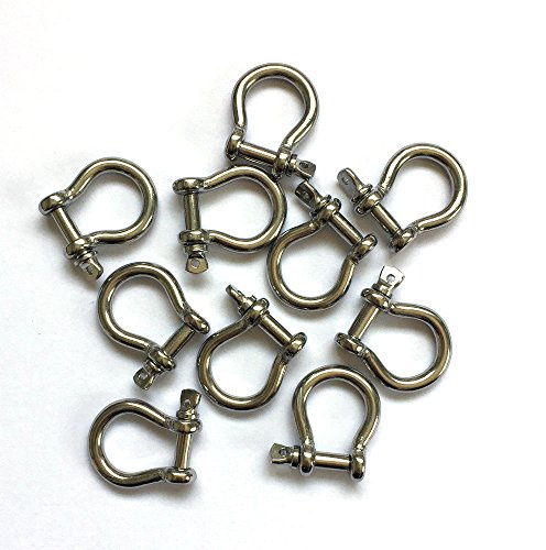 Stainless Steel Bow Shackle, 4mm, Silver Color,for Paracord Jewelry, Marine Tackle-10 Pieces