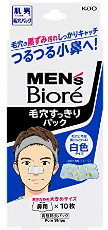 Kao Biore Men's Deep Cleaning Pore Strips Pack White Type 10 Pieces