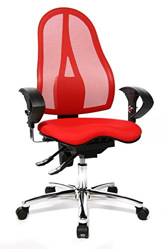 Topstar ST19UG21 Sitness 15, ergonomischer Bürostuhl, Schreibtischstuhl, inkl. höhenverstellbare Armlehnen, Bezugsstoff rot