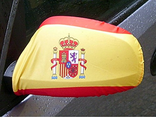 Spiegelflagge/Spiegelfahne SPANIEN mit Wappen 1 Paar, Auto/PKW Rückspiegel/Autospiegel Fahne/Flagge/Überzug/Socke Spiegelsocken
