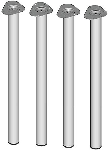 DIY Element System Möbelfuß rund – Stahlrohrfuß, ideal als Tischbein für die Gestaltung individueller Möbelstücke – Ø 60 mm, Länge 900 mm, Weißaluminium