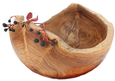 Windalf Rustikale Teakschale NAMIA Ø 20 cm Naturschale Obstschale Handarbeit aus Wurzelholz