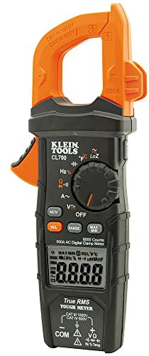 Digital Clamp Meter AC/DC Auto-Ranging 600 Amp, LoZ, Measures Voltage, Resistance, More Klein Tools CL700, Black/Orange