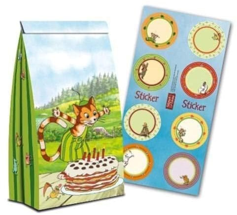 8 Partytüten * PETTERSSON UND FINDUS * aus Papier für Party und Geburtstag // Geschenktüten Mitgebsel Tüten Geburtstagstüten Peterson Petterson Petersson