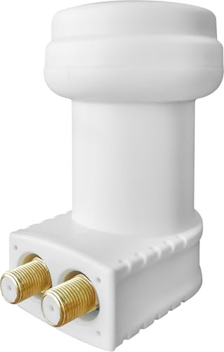 MegaSat 0401073 9120623 HD-Profi Twin-LNB Teilnehmer-Anzahl: 2 Feedaufnahme: 40mm vergoldete Anschluesse, Wetterschu, Weiß