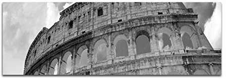Leinwandfoto als Panorama SCHWARZ/WEISS 150x50cm Rom Kolosseum Wolkenschleier Sonnenlicht