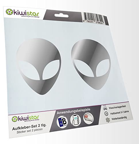 - 2X Kennzeichenaufkleber - Alien - Außerirdischer - Autoaufkleber - Evolution Charles Darwin Aufkleber für Auto, Laptop, Fahrrad, LKW, Motorrad Mehrfarbig JDM Decal Racing