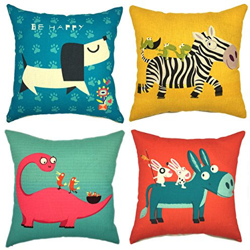YOUR SMILE Niedlicher Cartoon-Anamal-Deko-Kissenbezug, 45,7 x 45,7 cm (4 Stück)