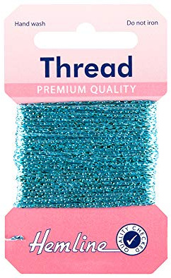 Hemline Glitter Thread 10m – 20% Metallic 80% Viscose Sparkly Extra Strong Yarn for Hand Sewing, Garment Repair, Customization & Craft Projects, DIY, Stitching, Embellishment.