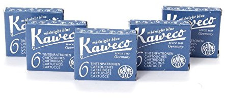 Kaweco - Füllfederhalter, Kurze Tintenpatronen - Packung mit 5 x 6 Stück (insgesamt 30 Stück) - Mitternachtsblau (Blau/Schwarz)