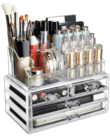 Ikee Design Transparenter Kosmetik-Organizer, transparenter Make-up-Organizer, Kosmetik-Vitrine für Schminktisch, Badezimmer-Theke oder Kommode