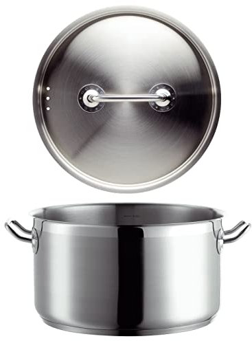 Mäser, Serie Professional, Fleischtopf 28 cm mit Deckel, Topf aus hochwertigem Edelstahl 18/10, Induktion, Literskala, Silber