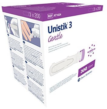 Owen Mumford Unistik 3 Safety Lancets (30G), 200 Count