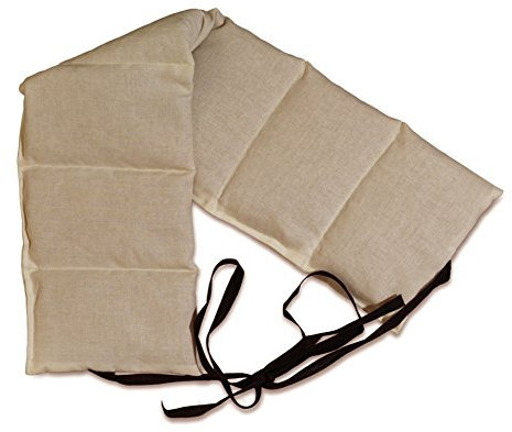 Cuscino termico con semi di uva (65x15cm, ecru, 7 compartimenti con banda da legare) Cuscino riscaldabile per la schiena, lombare, stomaco e molto altro