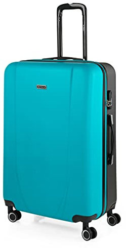 ITACA - Maleta de Cabina 55x40x20 - Maletas De Viaje Cabina Rígidas Trolley con 4 Ruedas Dobles para Avion Ligera Equipaje De Mano Candado de Combinación. Compatible Ryanair, Turquesa-Antracita