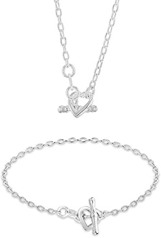 Tuscany Silver Damen Set Armband und Halskette Sterling Silber Offen Herz Set