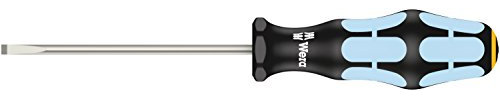 Wera 05032003001 3335 Tournevis pour vis à fente, acier inoxydable, 0.8 x 4.0 x 100 mm, Noir/Ice bleu
