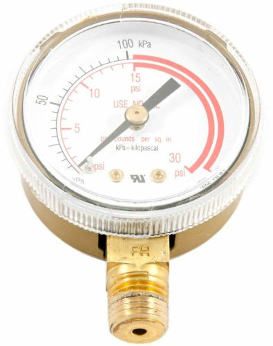 Forney 87730 Acetylene Gauge, Low Pressure, 2-Inch-by-1/4-Inch NPT, 0-30 PSI