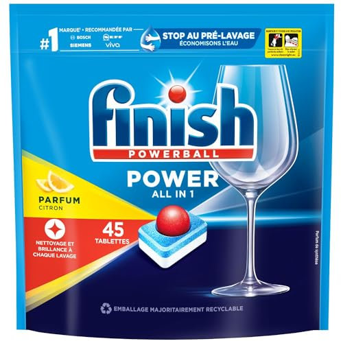 Finish Pack de 45 Lave Vaisselles Tablette Multifonctions Tout en 1 Parfum Citron