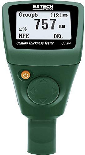 Extech CG104 Coating Thickness Tester, Ferrous and Non-Ferrous | Ferrous 0-1250um, non-ferrous 0-2000um, dual-mode auto recognition, backlit LCD, one-button, case