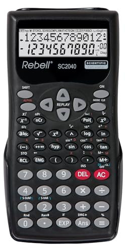 Rebell RE-SC2040 SW Wissenschaftlicher Taschenrechner mit 240 mathematischen Funktionen und 2-zeiligem Display, schwarz